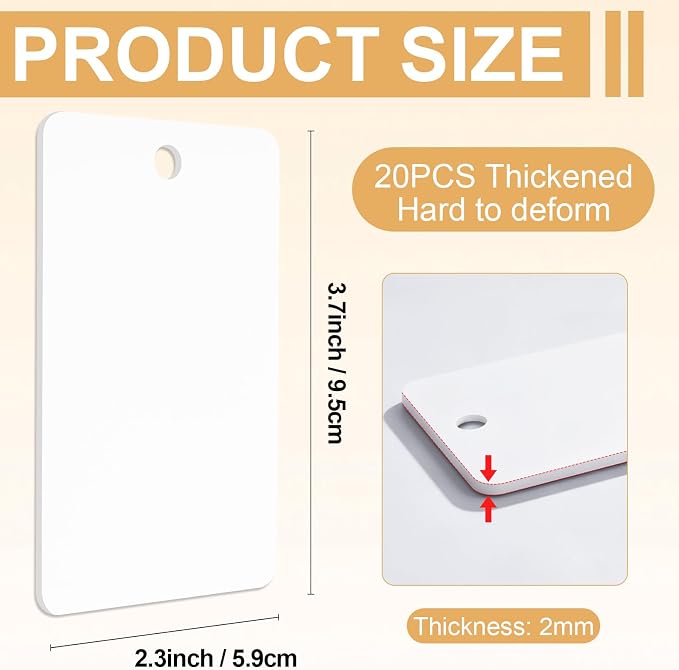 20pcs Upgrade Sublimation Luggage tag Blanks（2MM Thickened） | Sublimation Luggage tag Blanks,PET Luggage Tags,Blank ID Card HolderDouble Sides Sublimation Keychain Blanks（2MM Thickened）