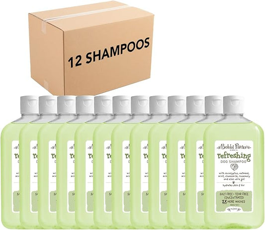 Bobbi Panter Refreshing Dog Shampoo Eucalyptus, Mint, Chamomile & Rosemary – Hydrating Natural Formula for Clean Fresh Coat, Tear-Free, 30:1 Concentrate, 14 oz (Case of 12)