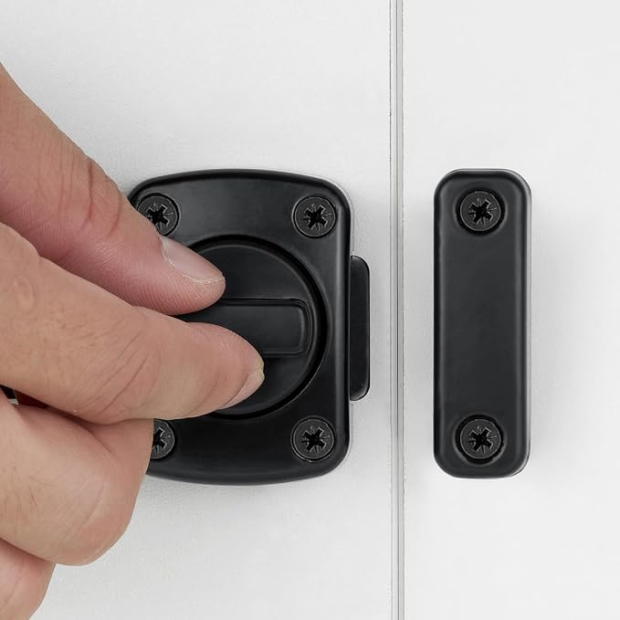 4 Pcs Black Rotating Bolt Latch,Zinc Alloy Cabinet Lock_B | Pet Door Lock, Barn Door Latch,for Drawer,Storage Box,Locker,Closet,Pet Cage,Wine Cabinet,Protect Privacy