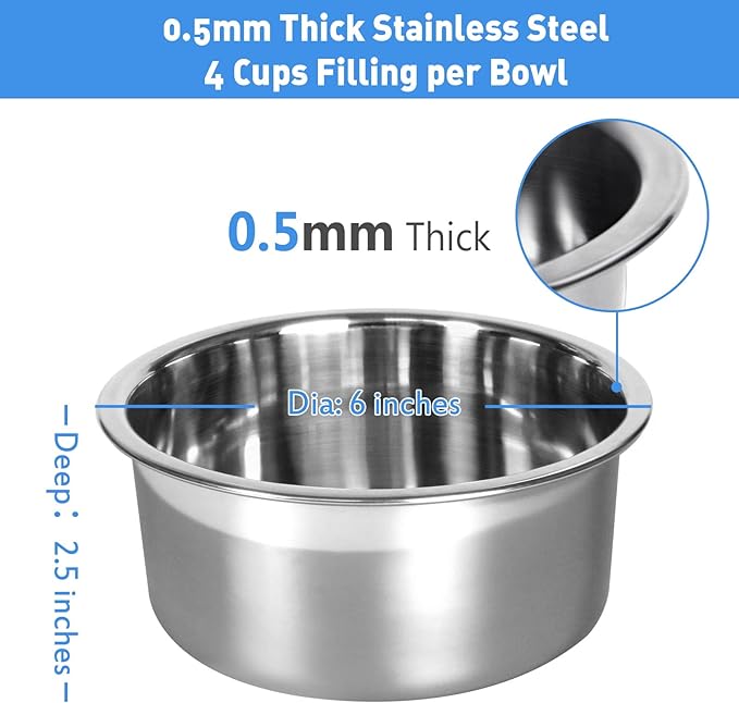 Kennel Water Bowl, 2 Packs No Spill Hanging Cage Crate Bowl for Cat, Small Dog Feeder