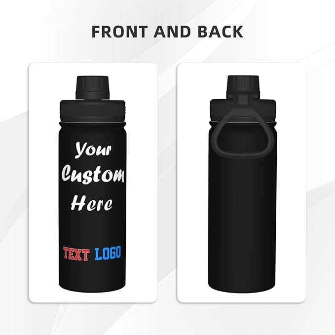 Personalized Water Bottle,18oz Sports Insulated Kettle,Add your photos text, Suit for Camping Backpacking School, Custom Gift for Dad Mom