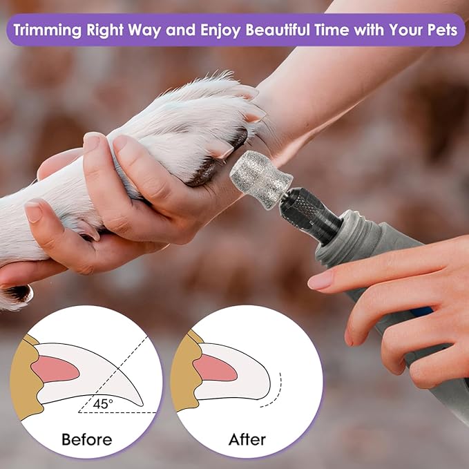 Pet Nail Grinder Trimmer for Dremel - Dog Nail Grinder Attachment Bit - 1/8'' Safe and Painless Nail Grinder Wheel for Dogs&Pets and Animals Toenail Care