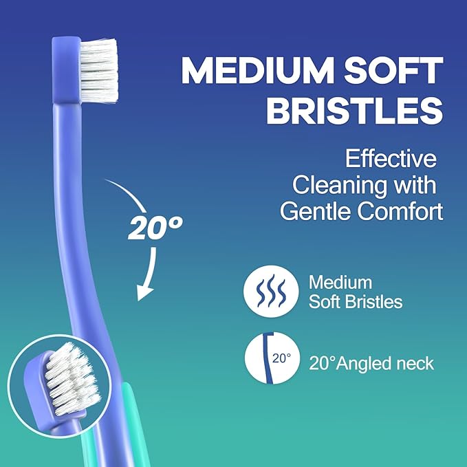 Deep-Clean Professional Pet Toothbrush – High-Efficiency Bristles & Hygienic Standing Base – 20° Ergonomic Grip Safe Daily Dental Care for Cats & Small Dogs, Blue