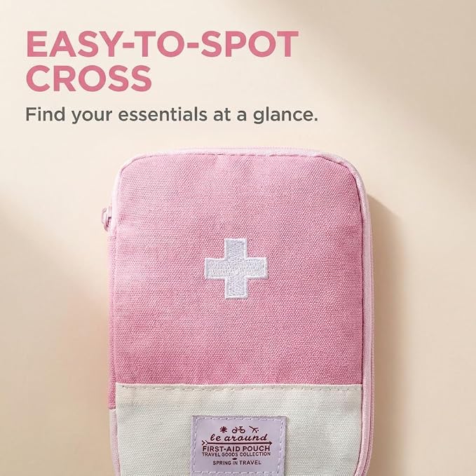 1 Pack First Aid Bag Empty, Empty First Aid Pouch, Mini Portable Medical Bag for Outdoor Camping Hiking Traveling Emergency Bag (Pink - Small) Sports and Outdoors