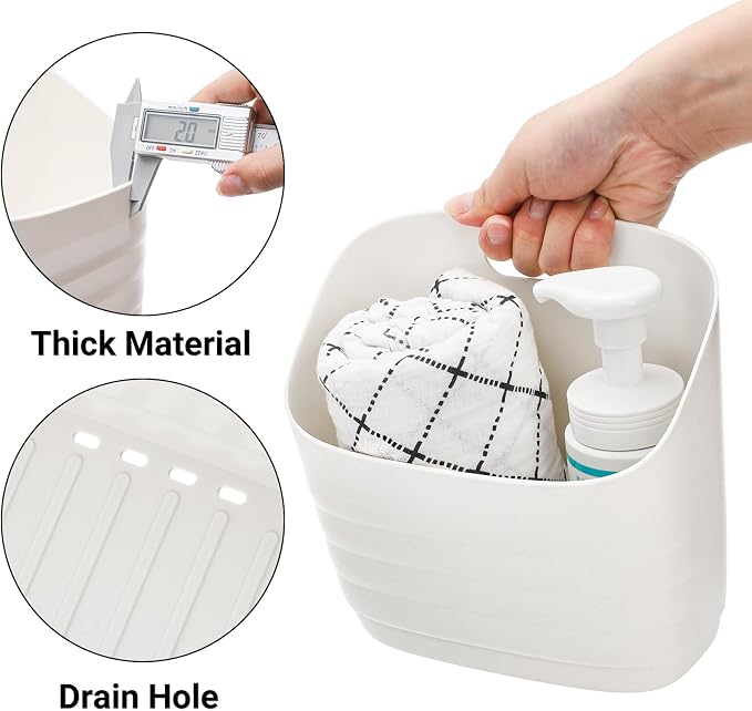 Noamus 6 Pack Plastic Hanging Basket for Kitchen, Over Cabinet Door Organizer with Removable Hook, Stackable Wall Mounted Storage Shower Caddy, No Drilling Shelf Bins for Food Bathroom Pantry Closet