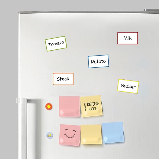 Colored Border Magnetic Labels 5x3 Inch 40 Pieces, Reusable Magnetic Dry Erase Labels for Whiteboards, Locker, School, Classroom, Office, Home