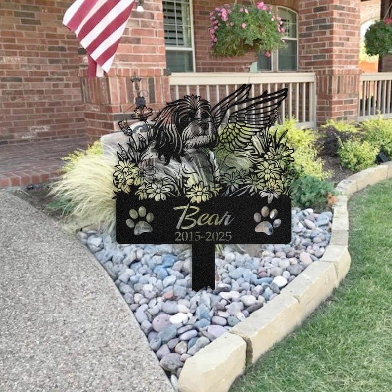 Personalized Lhasa Apso Dog Memorial Stake, Outdoor Pet Loss Tribute