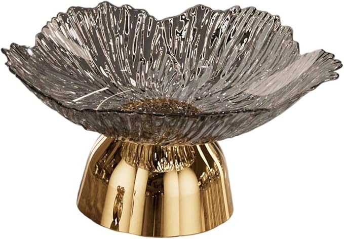 Decorative Pedestal Bowl Dish Holder Dessert Display Stand Decor Fruit Basket Serving Tray for Drawing Room Housewarming Gift, A Gray
