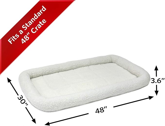 MidWest Homes for Pets QuietTime Dog Bed - White Fleece Bolster, Ultra-Soft and Machine Washable, Fits 48-Inch Crates and Carriers, for Extra-Large Breed Dogs