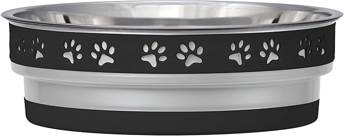 Loving Pets Corsa Dog Bowls- Stainless Steel Dog & Cat Bowls - Spill Proof Dog Food Bowl, Cat Bowl, Puppy Essentials & Pet Supplies Great for Home & Travel (Medium 20-35 lbs, Stealth Black)
