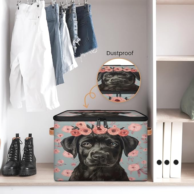 Black Dogs Storage Box with Zipper Lid