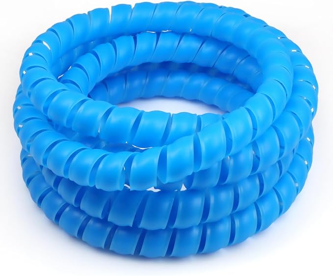 3/8" Spiral Cable Wrap, Plastic Wire Wrap Cord Protectors from Pets No Chew, Spiral Cable Management Sleeve Organizer for Computer Electrical Hydraulic Hose Protector (Blue, 25ft)