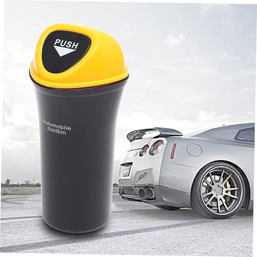 Portable Trash Can with Leakproof Cover Clip Vehicle Garbage Bin Organizer for Cars Office Home Space Saving for Food Supplies Pet Items Storage