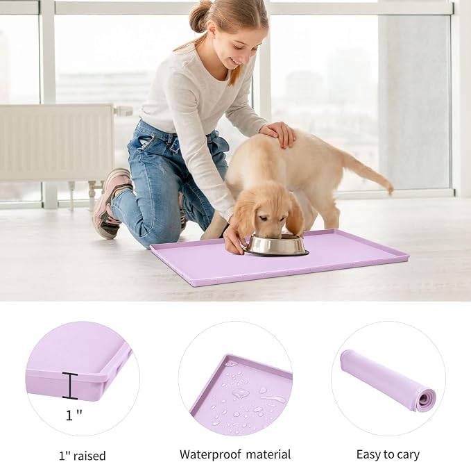 Silicone Dog Food Mat Waterproof Pet Feeding Tray for Large Dogs