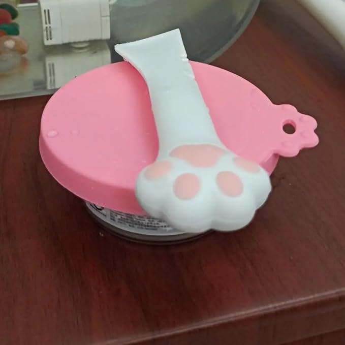 4 Pcs Pet Cans Supplies Set, Cat Food Can Lid Cover | Cute Paw Shape Opener Spatula Pet Wet Food Spoon Silicone Can Lids for Kitten Dog Cans