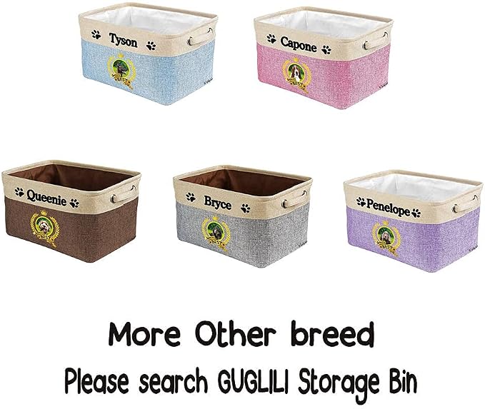 Custom Name Collapsible Dog Toy Storage Basket Bin World's Best Dog German Boxer Puppy Foldable Pet Toy Box Closet Shelf Baskets Organizer for Bedroom Home Dog Cat with Handles Gray