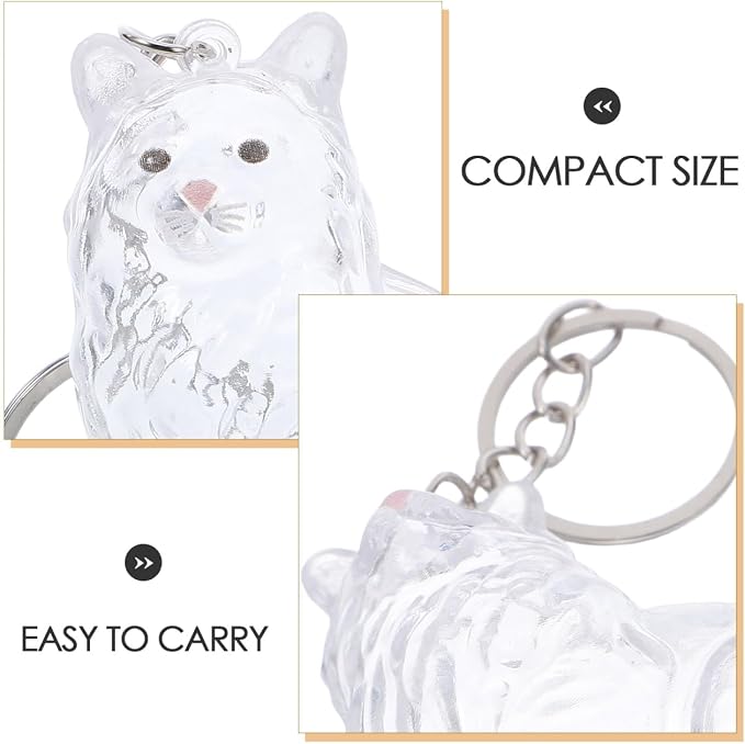 Hemoton Cat Fur Keepsake Keychain Transparent Cat Shape Pet Hair Keepsake Box Keychain with Lid Portable Memorial Keyring for Storing Pet Hair Souvenirs at Home or While Traveling