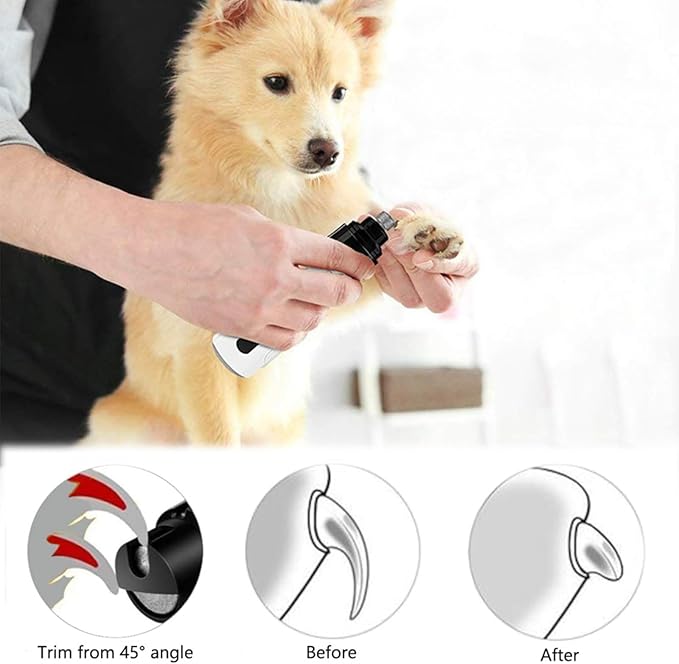 pawyzie Dog Nailgrinder Quiet with 3 Ports, 2 Speeds, Pet Nail Clipper Grinder for Large Medium Small Dogs, Puppies, Cats (Whtie*1)