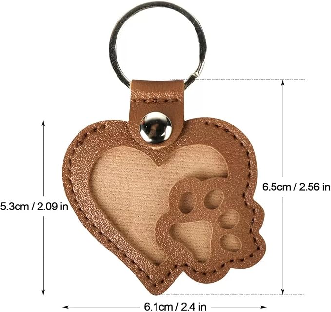 Heart-Shaped Leather Pet Hair Keepsake Keychain