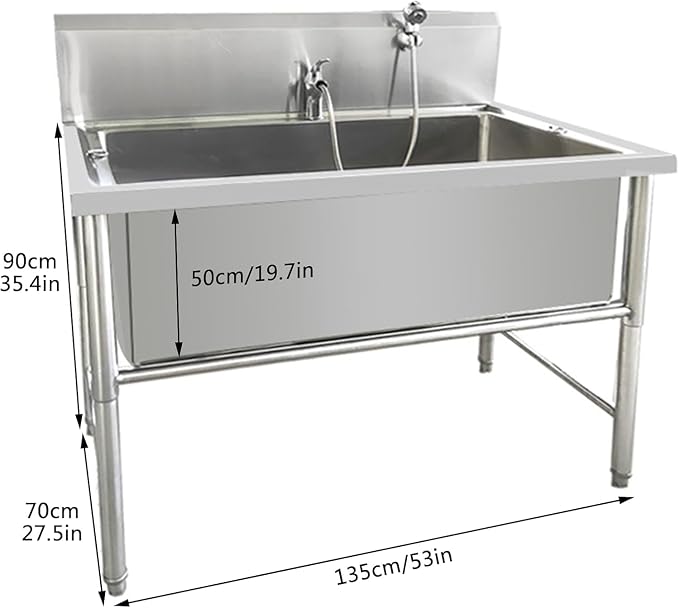 Stainless Steel Dog Washing Station,Professional Bathing Station,Pet Grooming Tub,Dog Bathtub for Home,Pet Wash Station,Dog Grooming Tub for Home, for Large,Medium & Small Pets,135cm/53in