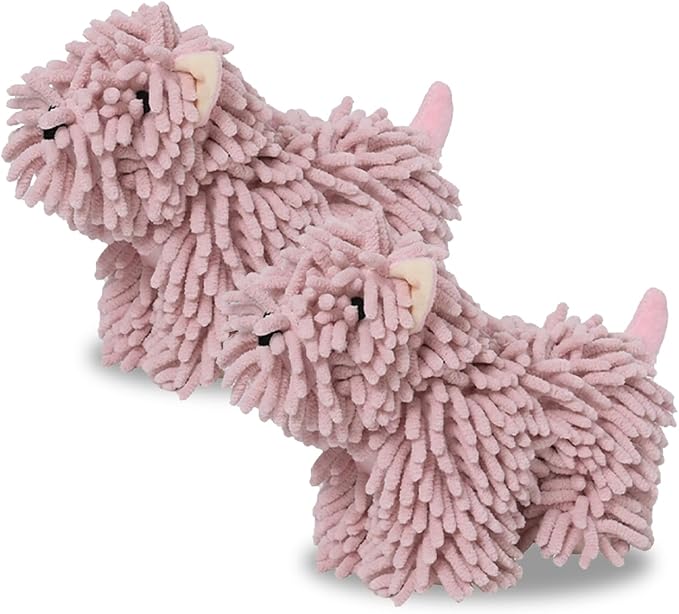 Cute Dog Chenille Hand Towel, 3D Puppy Hangable Fuzzy Ball Hand Towel Microfiber Super Soft Absorbent Bathroom & Kitchen Towels with Hanging Loop, Can Be Placed on the Sink Countertop (Pink+Pink)