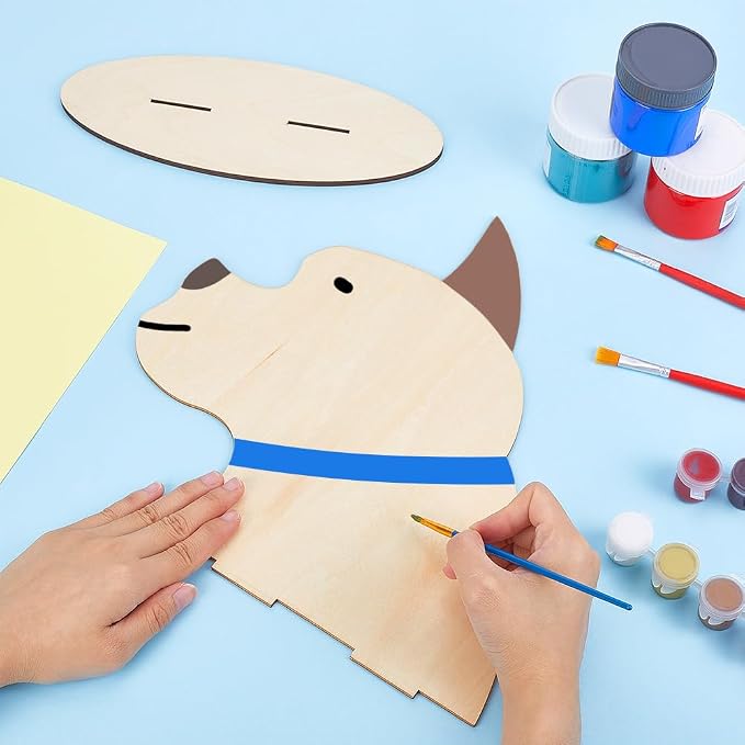 AHANDMAKER Dog Silhouette Display Stand, Wood Pet Bib Display Stands, Blank Wooden Dog Mannequin Scarf Holder Dog Bandanas Display Photography Props for Dog Accessory Craft Business Bib Bandana Scarf Store
