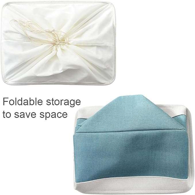 Storage Bin for Shelves - Extra Jumbo 3 Pack 20.5L×15.7W×13.8H Storage Basket for Organizing, Fabrin Storage cubes with Drawstring Cover for Living Room Bedroom Decor Closet（White & Green