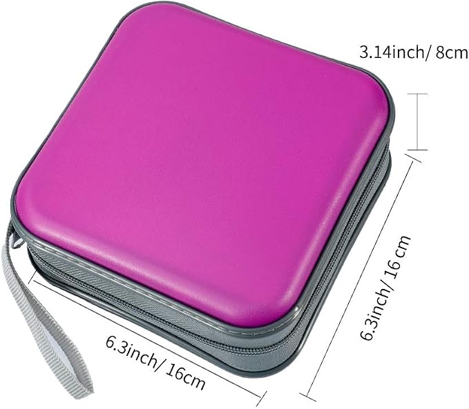 CD Case, 40 Capacity CD DVD Case Wallet Holder Portable Disc VCD Heavy Duty Binder Storage Organizer (Purple)