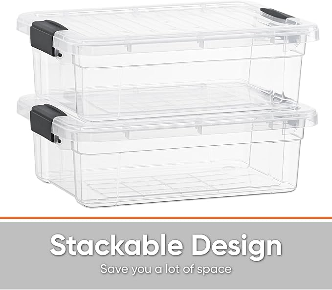 Superio 2.3 Quart Clear Plastic Storage Containers with Lids, Stackable Organizer Bins, BPA-Free Storage Boxes for Home, Office, Dorm & Classroom, 18 Pack