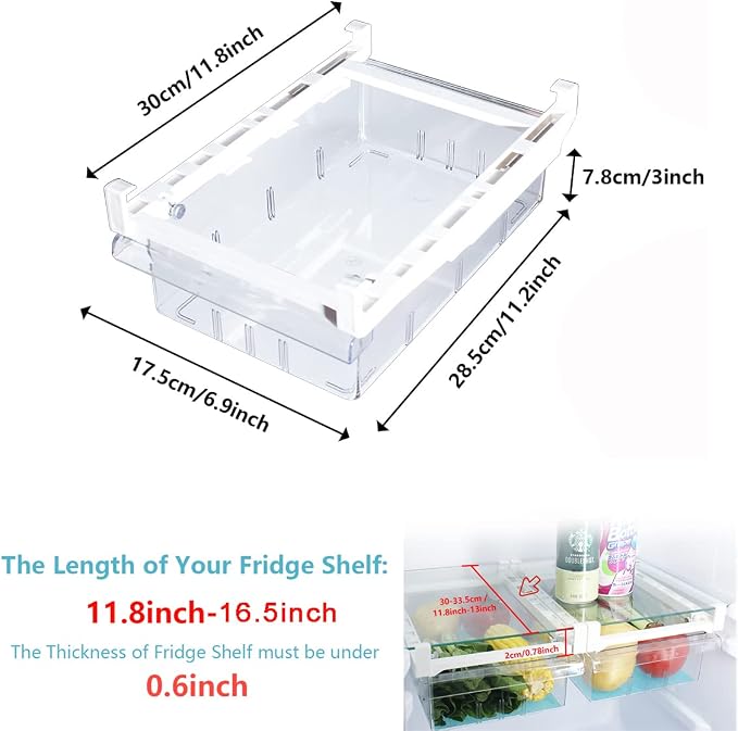 1Pack Refrigerator Organizer Bins Refrigerator Drawer Fridge Organizers | 1Pack Refrigerator Organizer Fridge Egg Drawer, Pull-out Fridge Storage Box Refrigerator Egg Drawer