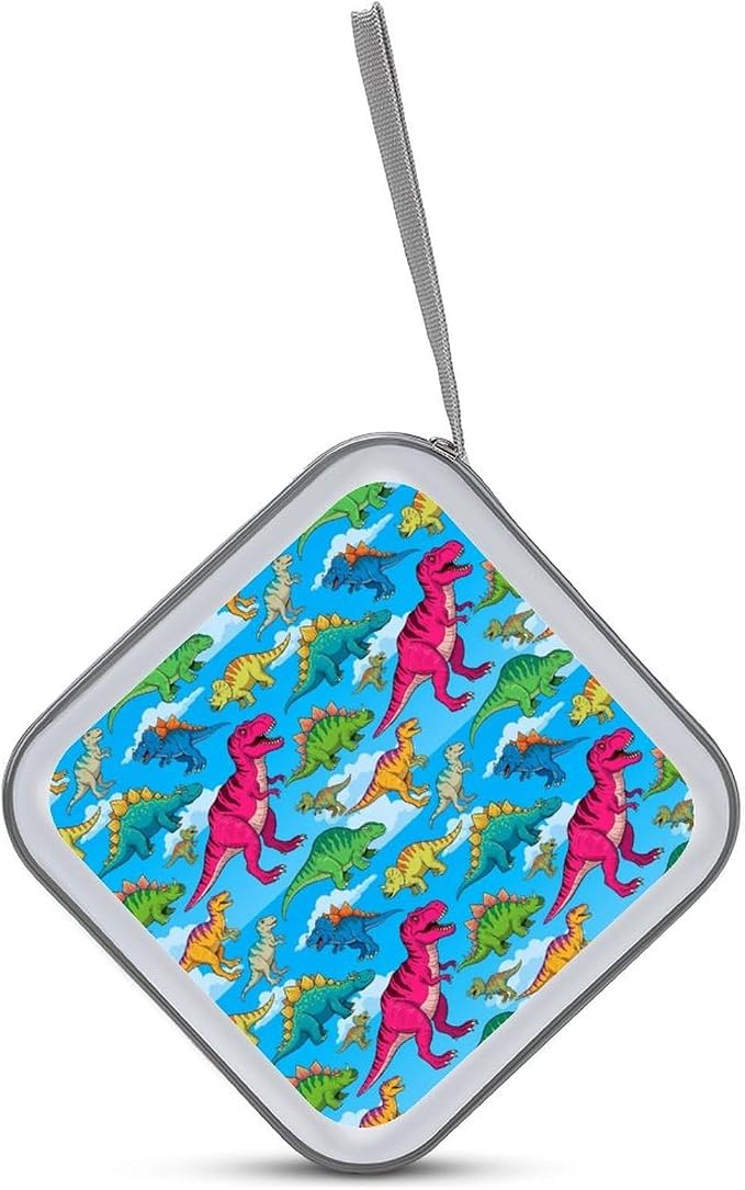 Protective 40-Disc CD/DVD Wallet Dinosaurs, Hard Plastic Storage Binder with Handle, Portable Organizer for Car Office Travel