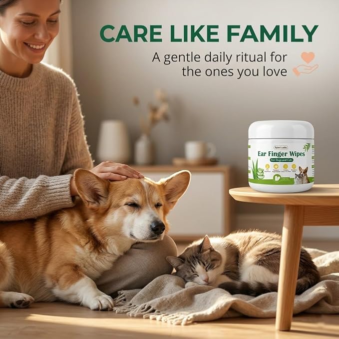 Dylan's cabin Dog Ear Wipes - 150 Count Finger Wipes for Dogs and Cats, Pet Ear Cleaning Remove Wax Dirt Debris, Odor Gentle Alcohol Free Daily Ear Care
