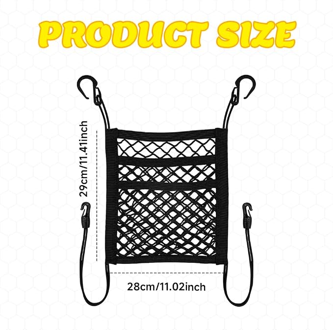 3-Layer Car Mesh Organizer, Car Purse Holder Between Seats, Elastic Tissue Purse Holder Driver Storage Netting Pouch, Auto Interior Accessories Barrier of Backseat Pet Kids for SUV Truck Van