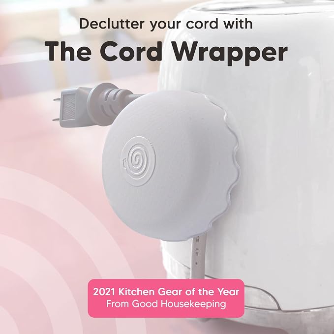 2-Pack Patented Heat-Resistant Cord Organizer for Appliances, Kitchen, Computers & More | Stick-On Cord Wrappers with Flexible Base, Secure Scalloped Edge, Gray (3 x 1.5 Inches)