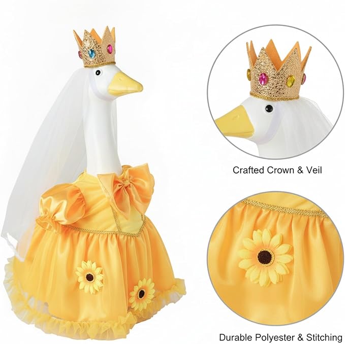 9.84 x 7.87 Inch Yellow Goose Costume for Dogs, Lightweight Polyester Pet Outfit for Halloween Party Photo Prop
