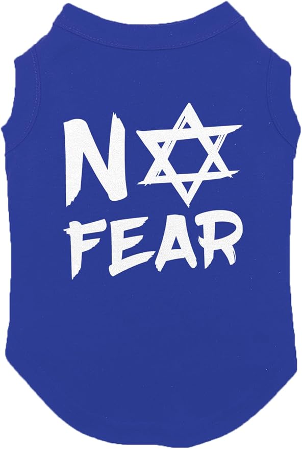 No Fear Star of David - Stand with Israel Dog Shirt (Royal Blue, Large)