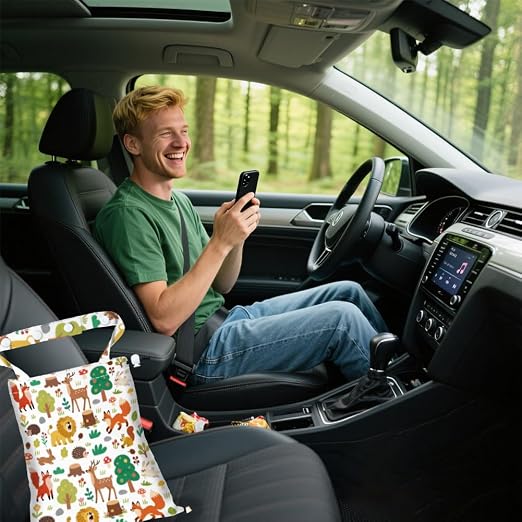Plants Animals Strap Drawstring Car Trash Bag Hanging Garbage Bag with Snap Buttons Car Back Seat Trash Storage Portable Dustbin Vehicle Trash Can Bag for Vehicle Accessories Travel Camping