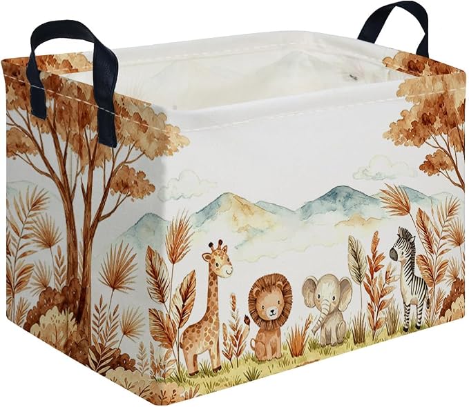 Rectangular Animal Baskets,Animal Storage Bins with Handles for Room Decor,Book Storage Bin,Shelf Basket(Free animals)