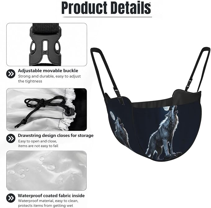 Wolf Howl Car Seat Organizer-Backseat Storage Bag for Travel | Waterproof Durable. Holds Snacks Gear Essentials. Fits Most Cars.