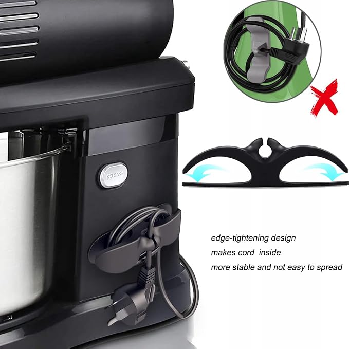 SisBroo Cord Organizer for Appliances, 4PCS Kitchen Appliance Cord Winder Cord Organizers, Cord Holder Cord Wrapper for Appliances Stick on Pressure Cooker, Mixer, Blender, Coffee Maker, Air Fryer