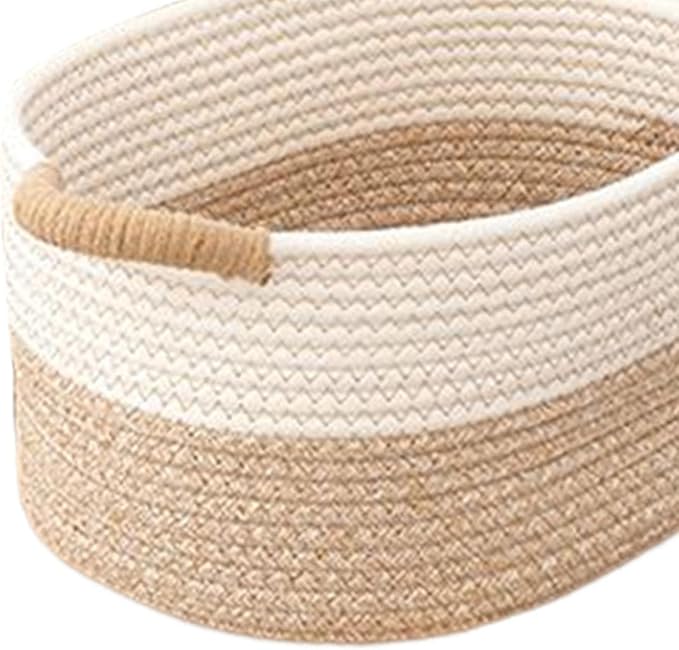 Woven Rope Storage Basket Household Sundries Storage Bin Toy Storage Basket Cat Dog Toy Basket with Handle Stackable Rope Material Suitable for Gift