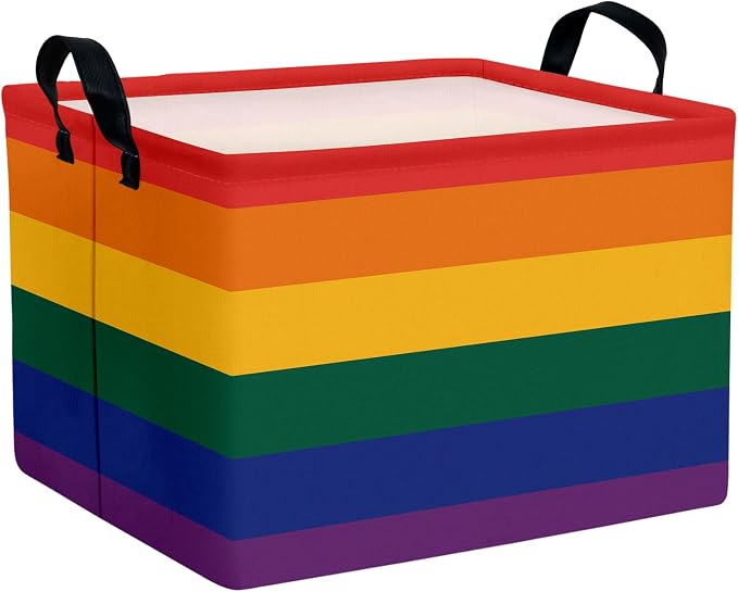 Rainbow Storage Baskets for Shelves for Classroom and Nursery Bin & Toy Organizer for Baby Room (Colorful Stripes)