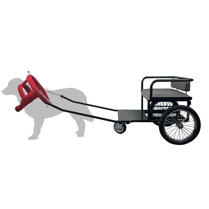 Cart for Dog to Pull with 26In Width Soft Seat, 330LBS Weight Capacity | Pulling Cart with 16In Wheel and Footrest Come with Wrap-Around Design Suitable for Medium-Large Dog Nice for Family Outing