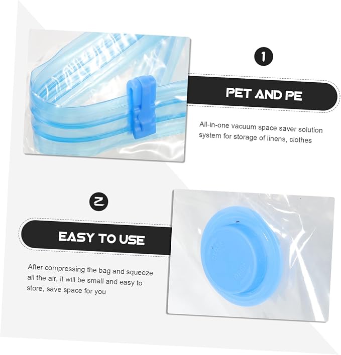 Vacuum Storage Bag Large Capacity PET and PE Household Organizer | Window, Assorted Space Saving Design, for Linens and Blankets, White Color