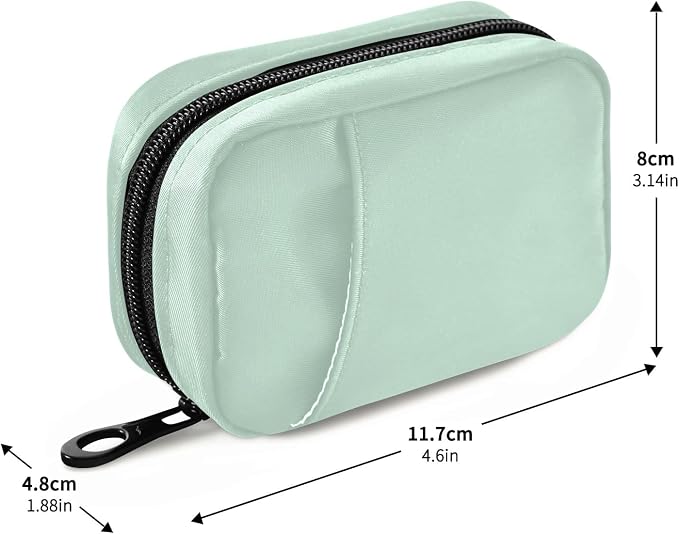 Naanle Pill Box 7 Day Pill Case Travel Pill Organizer Bag with Zipper Portable Weekly Case Compact Size for Vitamin Supplement Holder, Solid Color Light Green, 4.6 x 3.14 x 1.88 Inch, 0.12 kilograms