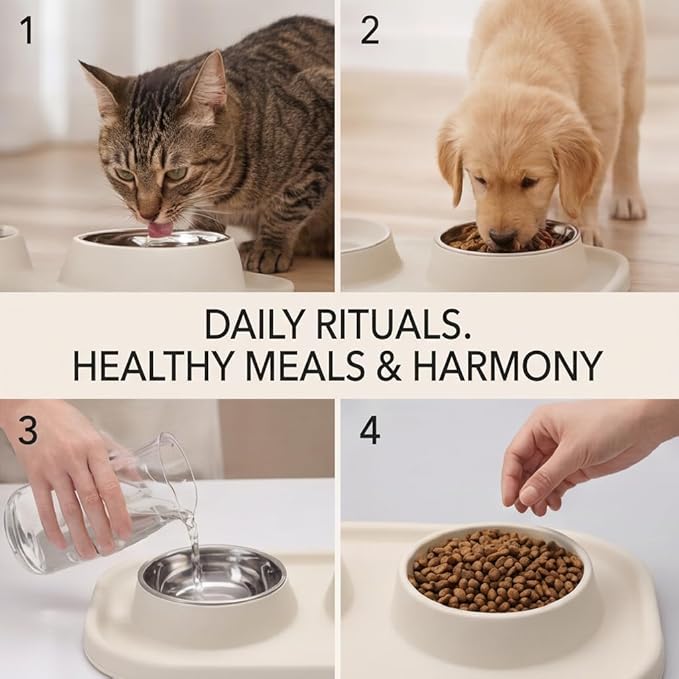 Slow Feeder Dog Bowls, Dog Bowl Set for Puppies, Small Dogs, and Cats – Silicone Non-Slip Food and Water Feeding Station, Spill-Proof Pet Dishes for Mess-Free Meals