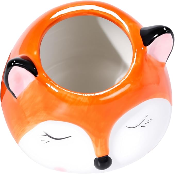 Ceramic Fox Shaped Pen Pencil Holder for Desk Decoration Accessories Fox Decor Makeup Brush Pen Cups Office School Ideal Gifts for Women, Mom or Birthdays
