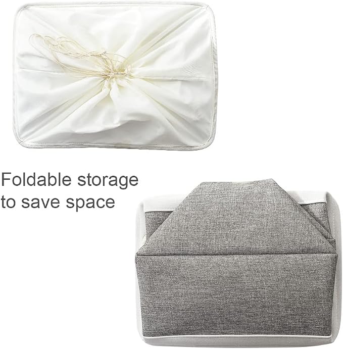 Storage Baskets for Organizing, X Large - 3 Pack 17.7L×13.8W×9.8H in Foldable Storage Bins for Shelves, Fabric Storage Box for Closet Nursery Toy Gift (White & Grey)