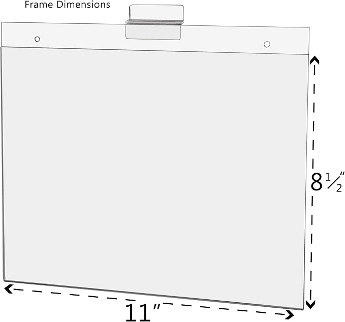 Marketing Holders 2 Pack Slatwall Sign Holder for 11" x 8.5" Advertisements and Price Lists in Retail Stores Boutiques and Showrooms Clear Acrylic Horizontal Literature Sleeve No Assembly Required