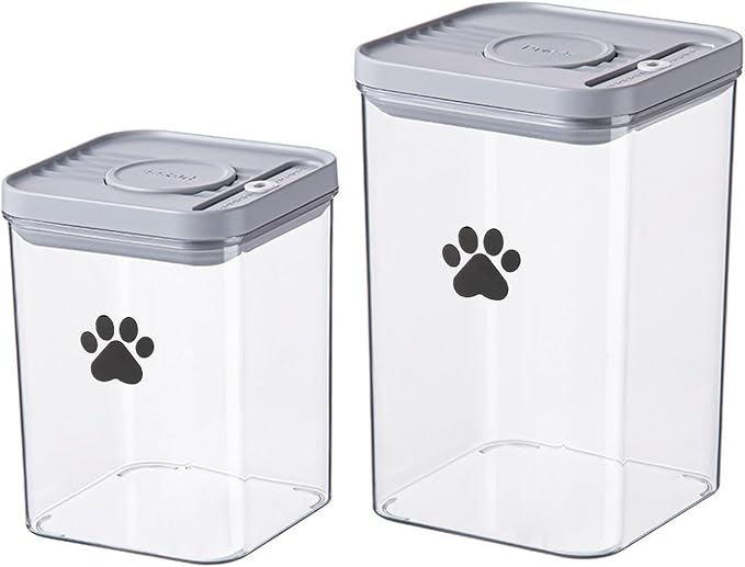 Airtight Dog Treat Jars Set of 2 |78oz+48oz POP Dog Cat Food Container with Lids,Plastic Pet Treat Canister,Puppy Food Kibble Cookie Bin-Keep Food Fresh Crispy-BPA free